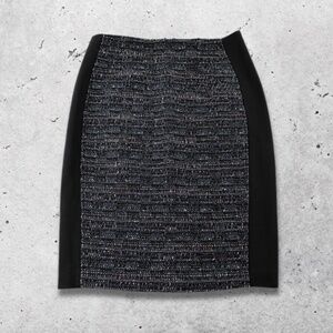 White House Black Market Tweed Pencil Skirt Metallic Black/Blue/Mauve Women’s 14